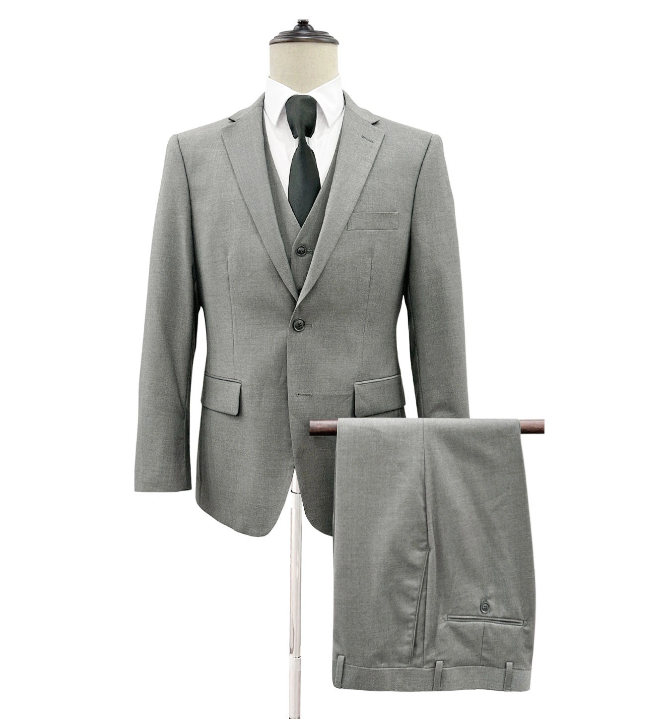 Angelo Rossi: Grijs Modern Fit Pak met Vest, Tijdloos Elegantie voor de Moderne Man!